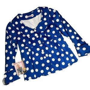 Betsey Johnson NWT Women's Blue‎ Polka Dot Cotton Sateen Rare Runway Jacket Sz 2